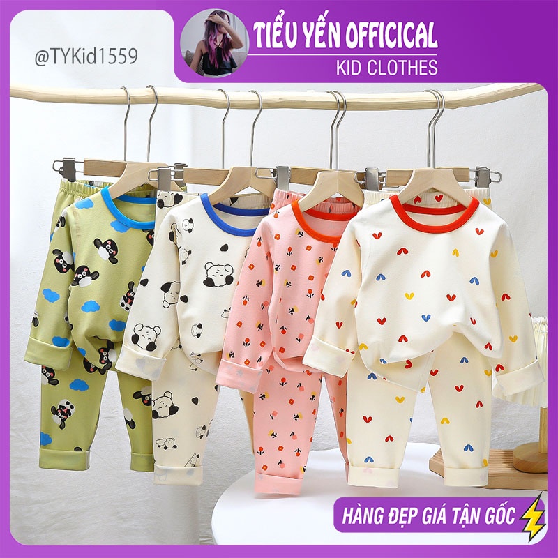 S1559-Đồ bộ mặc nhà thu đông cao cấp cho bé, vải cotton đẹp co giãn nhiều họa tiết Tiểu Yến KID