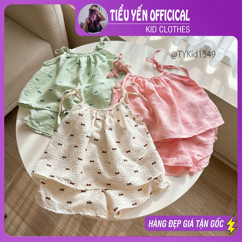 S1549-Quần áo hè bé gái, set 2 dây đũi mềm 3 màu Tiểu Yến KID