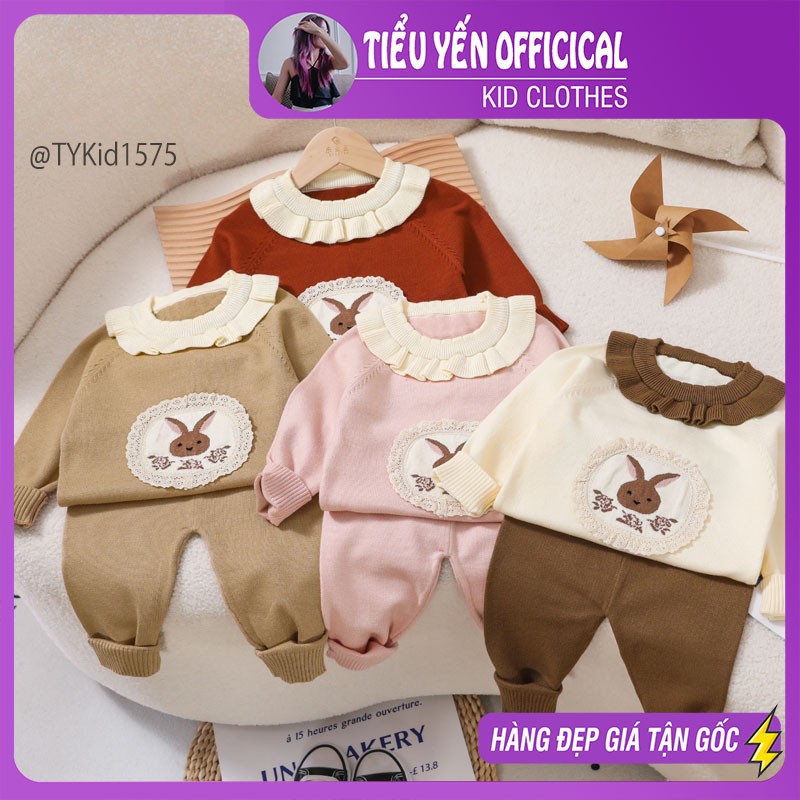 S1575-Set len thu đông bé gái size nhí hình thỏ hồng Tiểu Yến KID