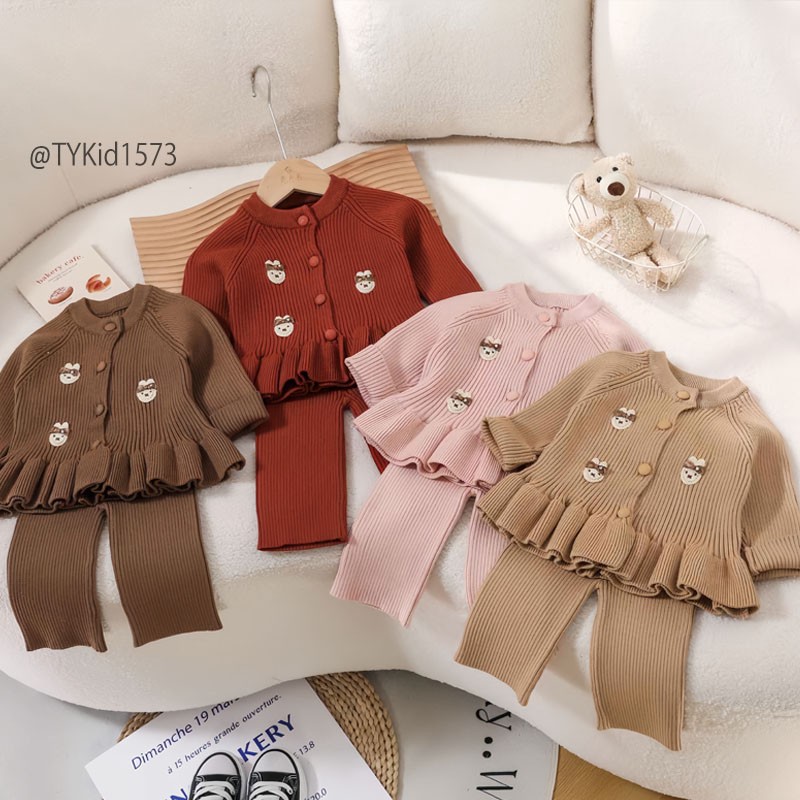 S1573-Set len thu đông bé gái size nhí màu hồng Tiểu Yến KID