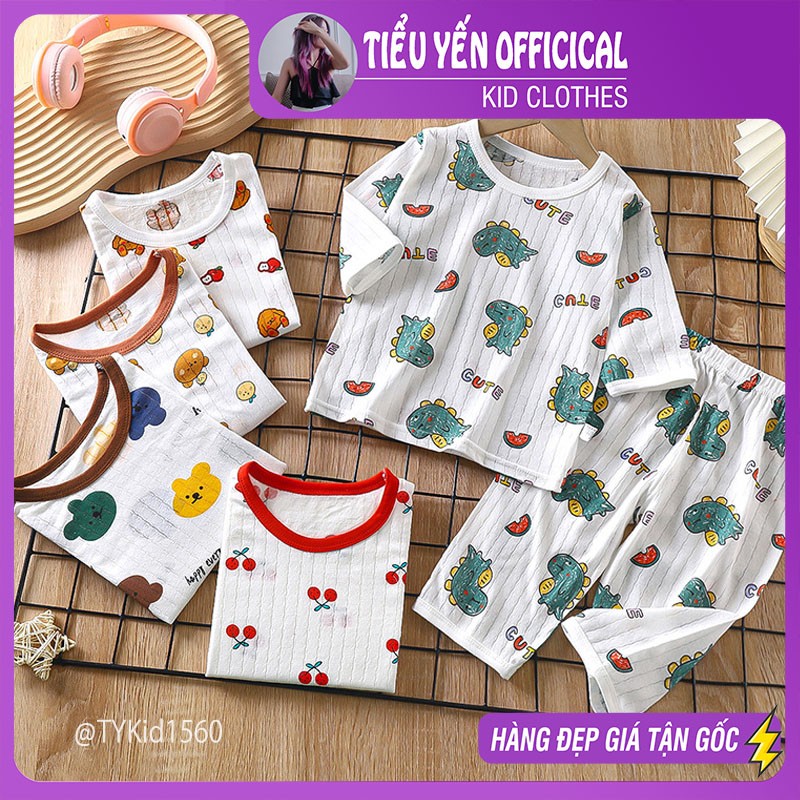 S1560-Đồ bộ mặc nhà thu đông cho bé, chất cotton giấy nhiều họa tiết Tiểu Yến KID