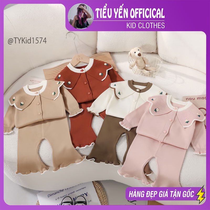 S1574-Set len thu đông bé gái size nhí màu hồng Tiểu Yến KID