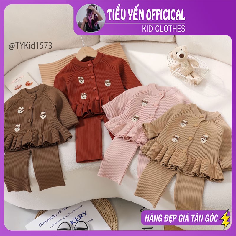 S1573-Set len thu đông bé gái size nhí màu hồng Tiểu Yến KID