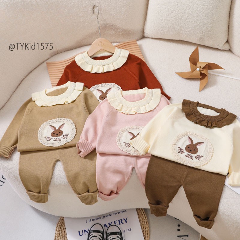 S1575-Set len thu đông bé gái size nhí hình thỏ hồng Tiểu Yến KID