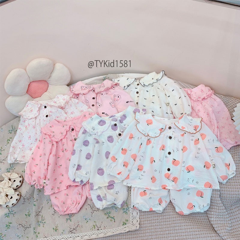 S1581-Pijama thu đông bé gái chất thô đũi mềm nhiều họa tiết Tiểu Yến KID