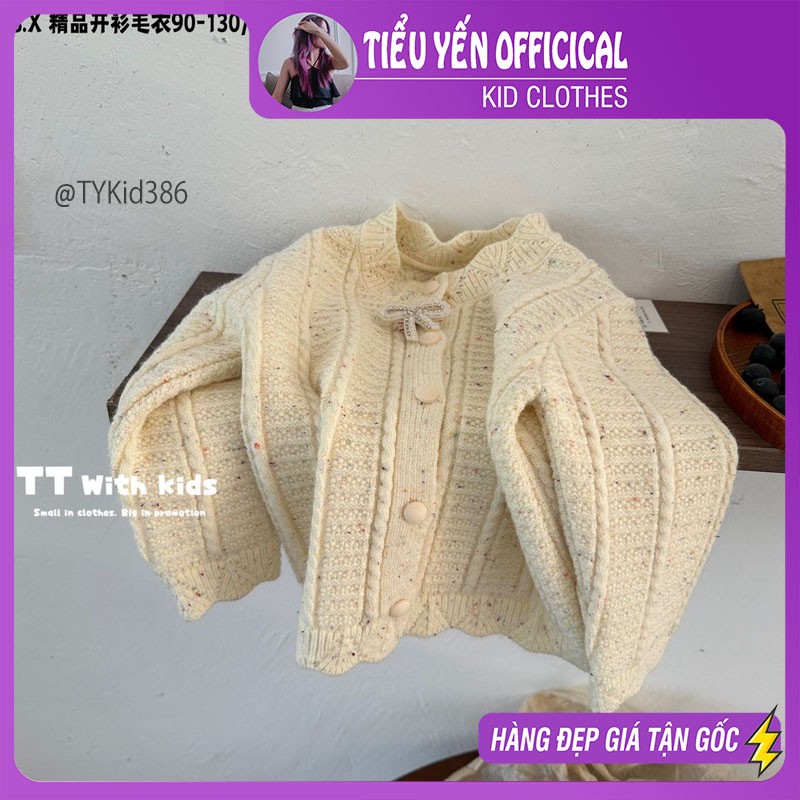 AK386-Cardigan len bé gái phong cách Hàn, len dày dặn Tiểu Yến KID