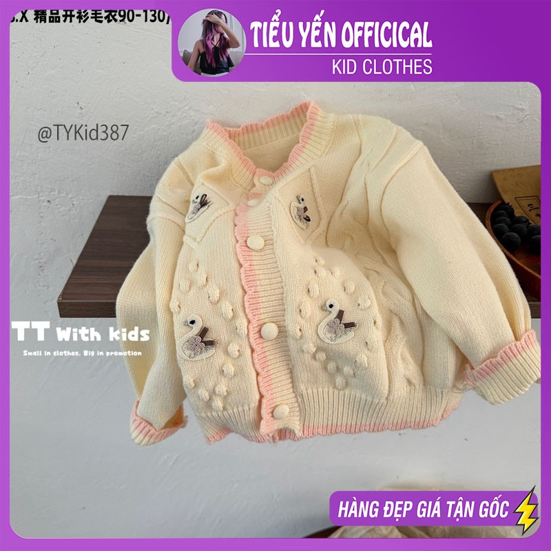 AK387-Cardigan len bé gái phong cách Hàn, len dày dặn Tiểu Yến KID