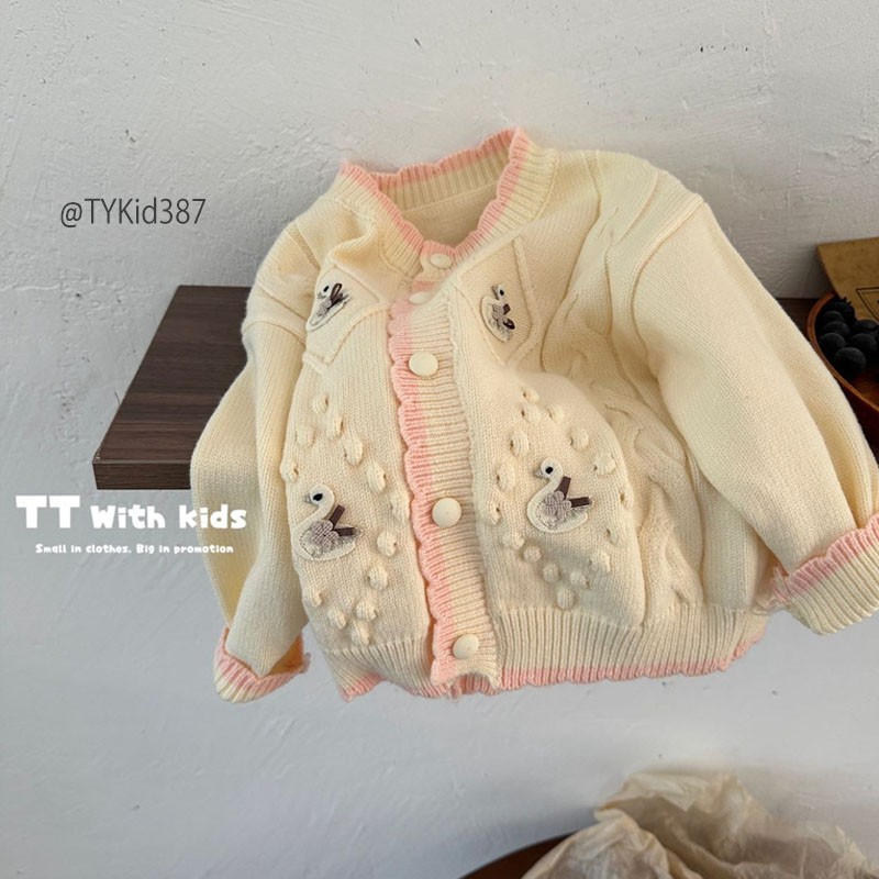 AK387-Cardigan len bé gái phong cách Hàn, len dày dặn Tiểu Yến KID