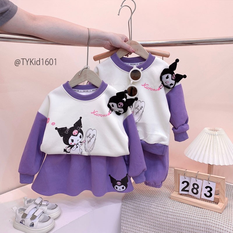 S1601-Quần áo thu đông bé gái hoạt hình kuromi, chất nỉ dày dặn Tiểu Yến KID