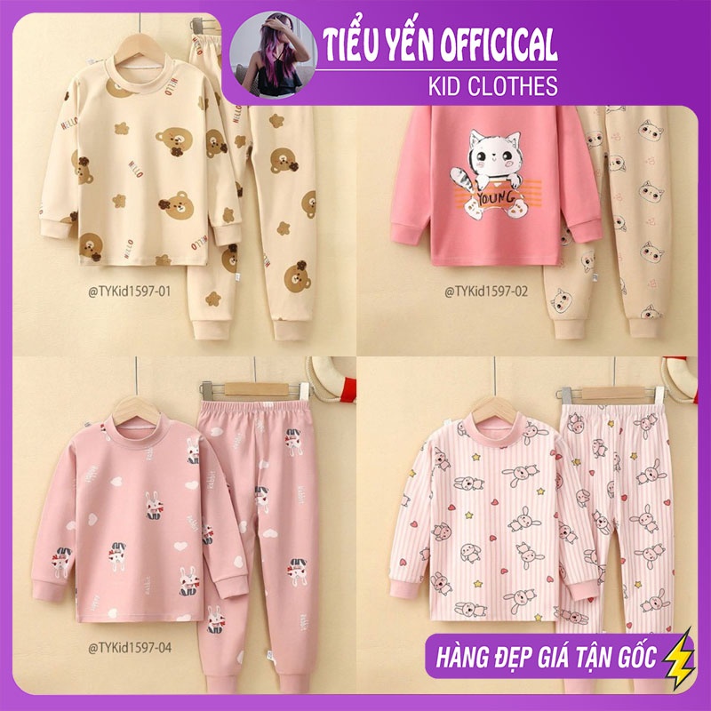 S1597-Đồ bộ mặc nhà size đại 100-150 cho bé, cotton mềm co giãn Tiểu Yến KID