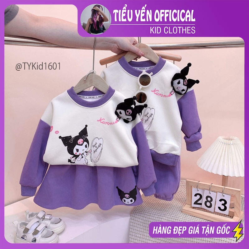 S1601-Quần áo thu đông bé gái hoạt hình kuromi, chất nỉ dày dặn Tiểu Yến KID