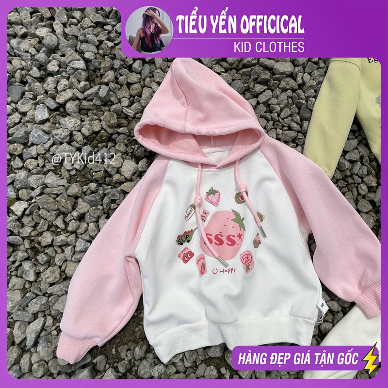 A412-Áo nỉ hoodie thu đông bé gái, nỉ mềm dày dặn Tiểu Yến KID