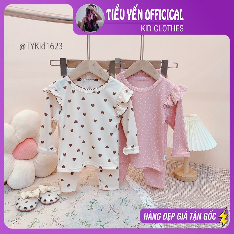 S1623-Đồ bộ mặc nhà bé gái, thun tăm mềm co giãn thoải mái Tiểu Yến KID