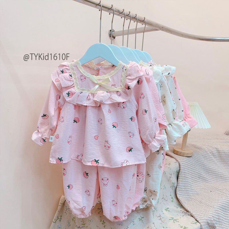 S1610-Pijama thu đông bé gái vải thô đũi mềm nhiều họa tiết Tiểu Yến KID