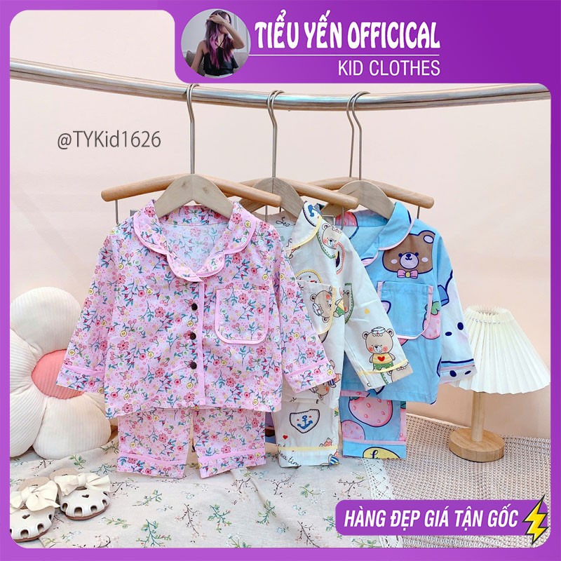 S1626-Pijama cho bé vải thô mềm nhiều họa tiết Tiểu Yến KID