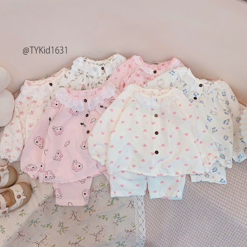 S1631-Pijama thô đũi bé gái vải mềm đẹp nhiều họa tiết xinh Tiểu Yến KID