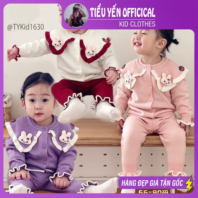 S1630-Set len thu đông bé gái size nhí từ 6-13kg nhiều màu, len mềm đẹp Tiểu Yến KID