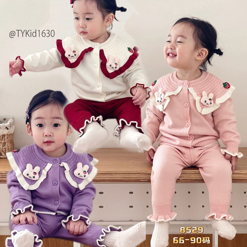 S1630-Set len thu đông bé gái size nhí từ 6-13kg nhiều màu, len mềm đẹp Tiểu Yến KID