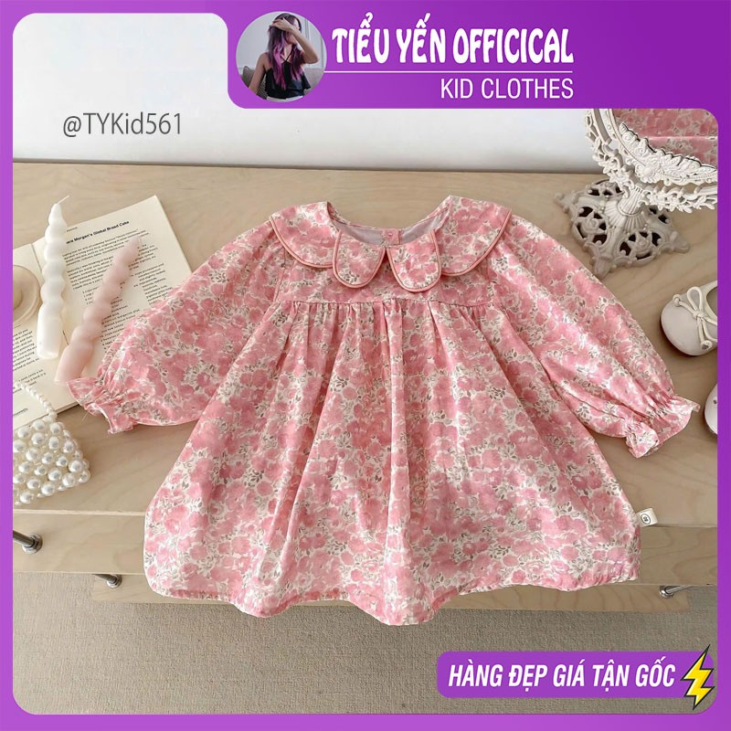 V561-Váy thu đông bé gái dáng xòe chất thô mềm Tiểu Yến KID