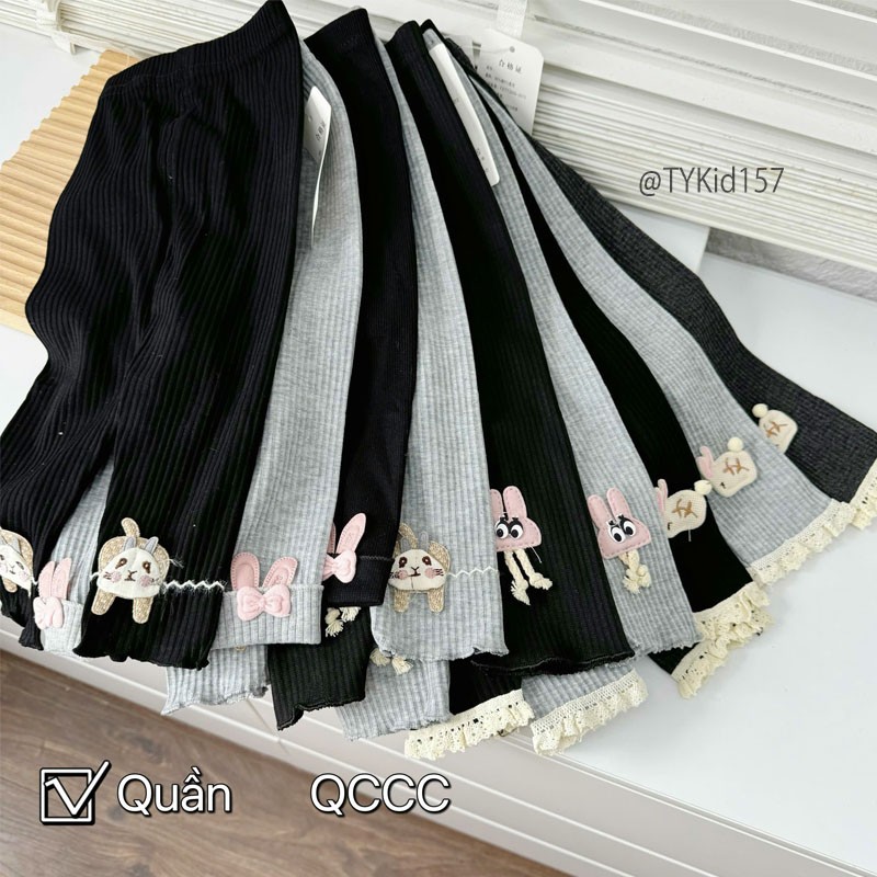 Q157-Quần legging len tăm bé gái 3 màu họa tiết ngẫu nhiên Tiểu Yến KID