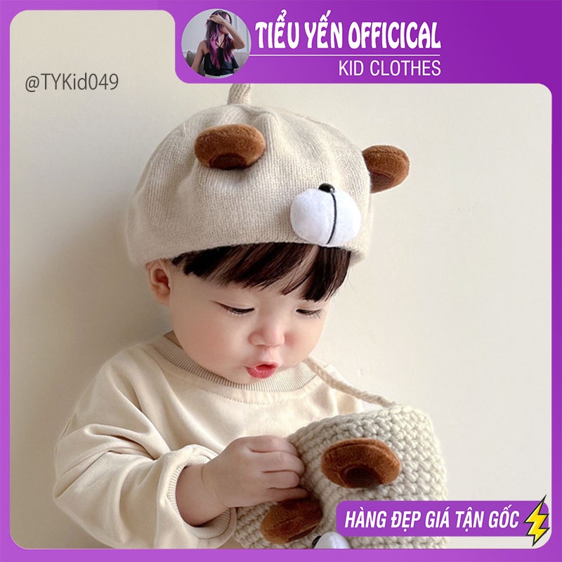 M049-Mũ nồi len cho bé tai gấu dễ thương Tiểu Yến KID