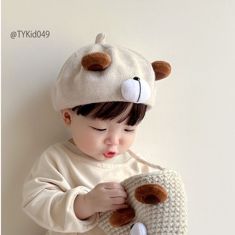 M049-Mũ nồi len cho bé tai gấu dễ thương Tiểu Yến KID