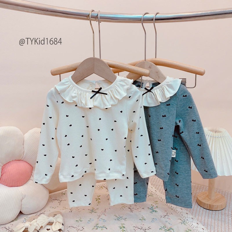 S1684-Đồ bộ bé gái vải cotton mềm co giãn cổ bèo Tiểu Yến KID