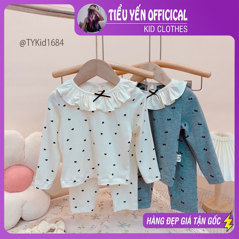 S1684-Đồ bộ bé gái vải cotton mềm co giãn cổ bèo Tiểu Yến KID