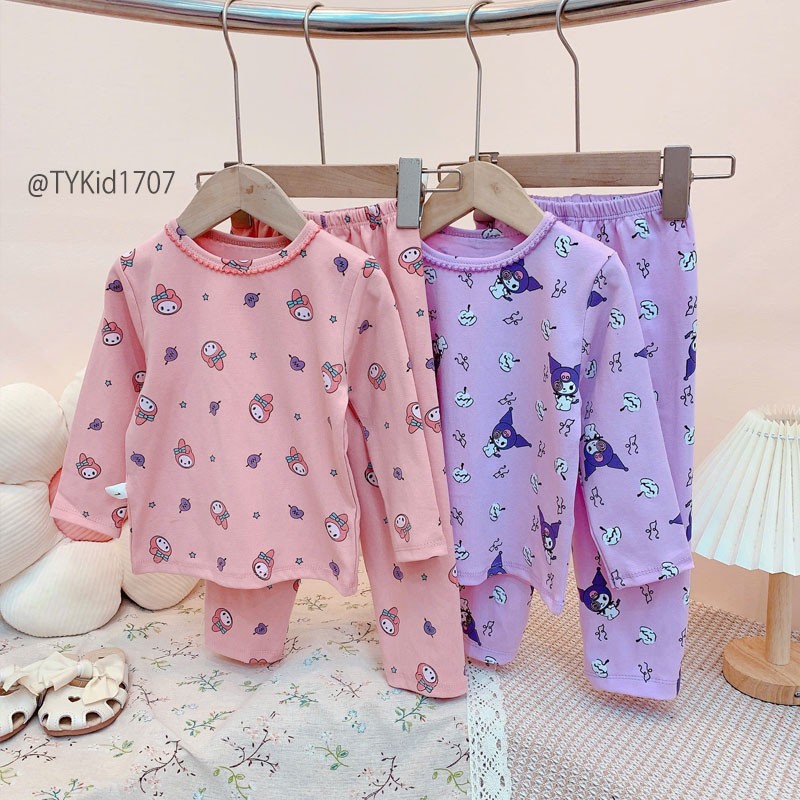 S1707-Đồ bộ mặc nhà bé gái vải cotton zip dày dặn co giãn 4 chiều Tiểu Yến KID