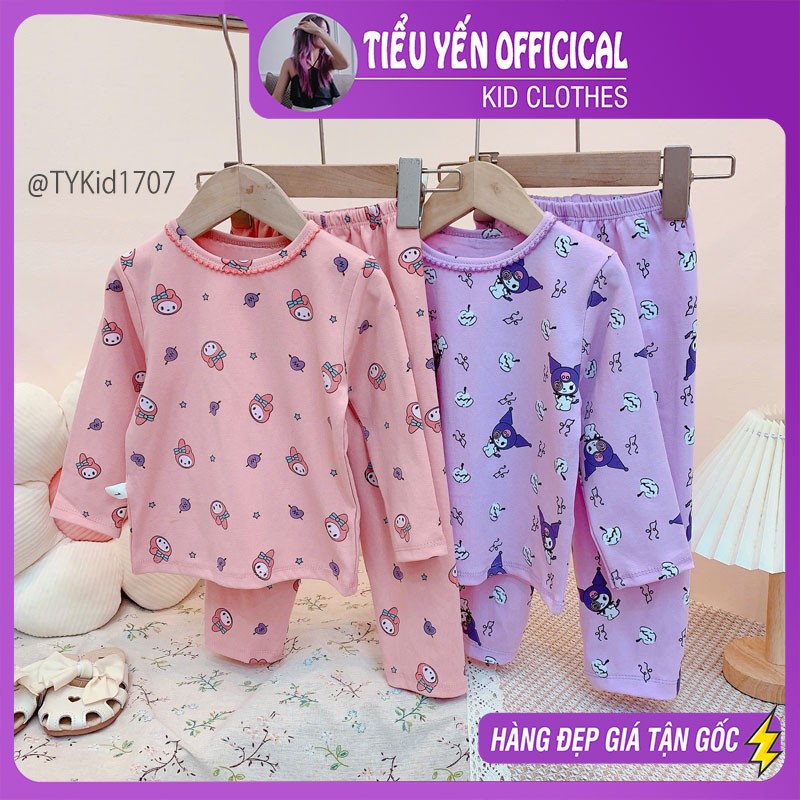 S1707-Đồ bộ mặc nhà bé gái vải cotton zip dày dặn co giãn 4 chiều Tiểu Yến KID