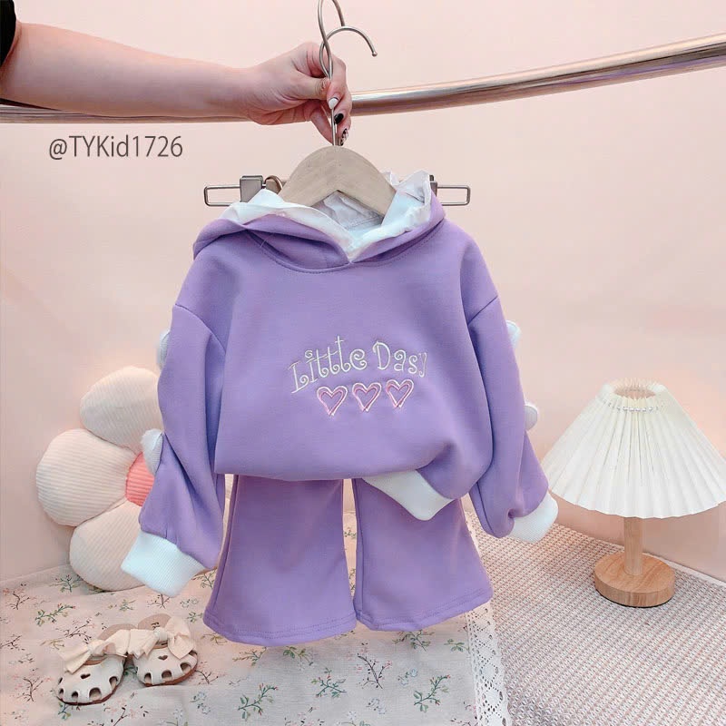 S1726-Bộ nỉ thu đông bé gái, áo nỉ hoodie và quần loe Tiểu Yến KID