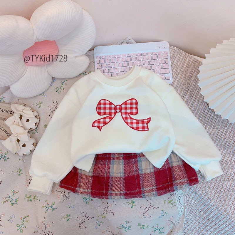 S1728-Bộ nỉ thu đông bé gái mặc Noel, Tết Tiểu Yến KID