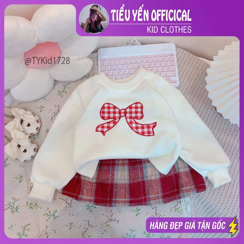 S1728-Bộ nỉ thu đông bé gái mặc Noel, Tết Tiểu Yến KID