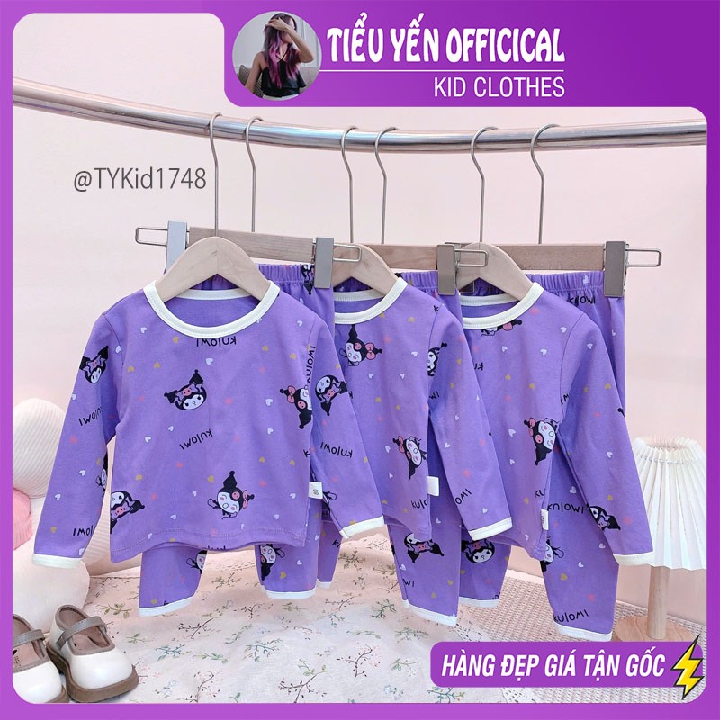 S1748-Đồ bộ thu đông bé gái hoạt hình kuromi, vải co giãn nhiều Tiểu Yến KID