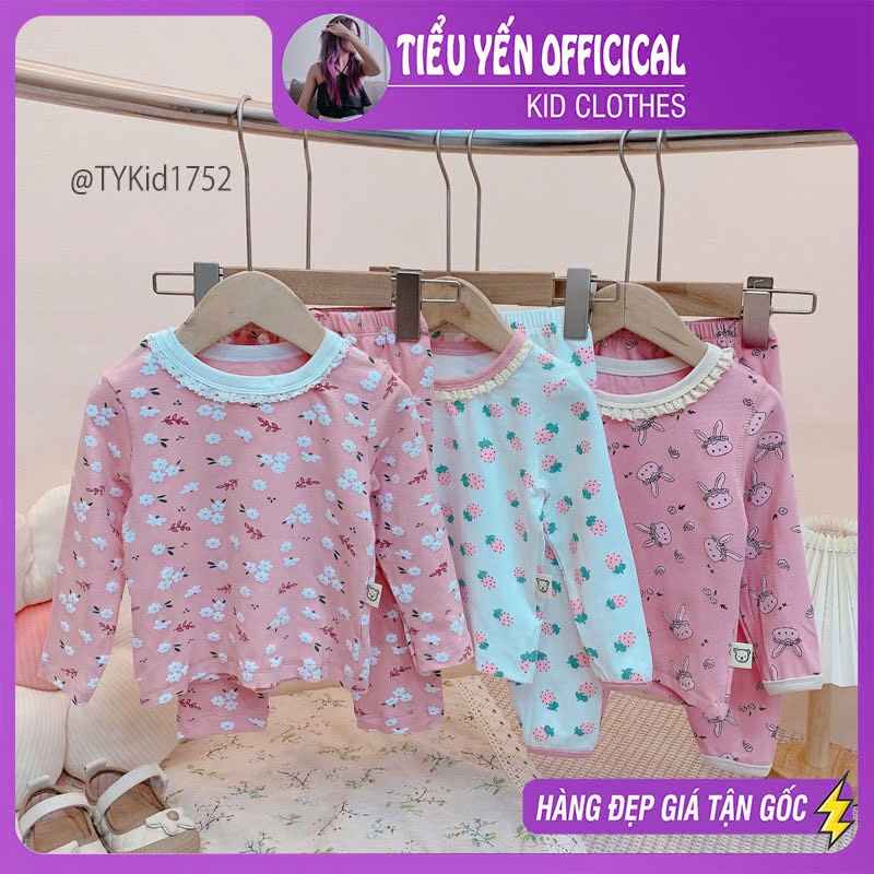 S1752-Đồ bộ mặc nhà bé gái, thun mềm co giãn thoải mái Tiểu Yến KID