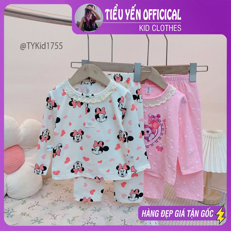 S1755-Đồ bộ mặc nhà bé gái, cotton mềm 2 màu Tiểu Yến KID