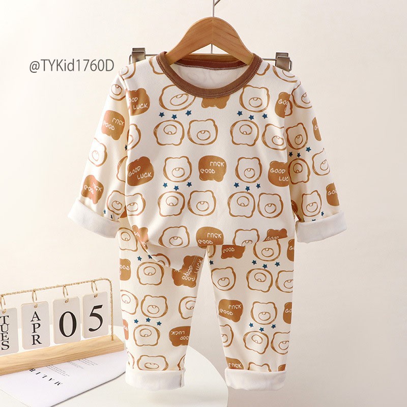 S1709-Đồ bộ mặc nhà cho bé, bộ nỉ thu đông hoạt hình Tiểu Yến KID