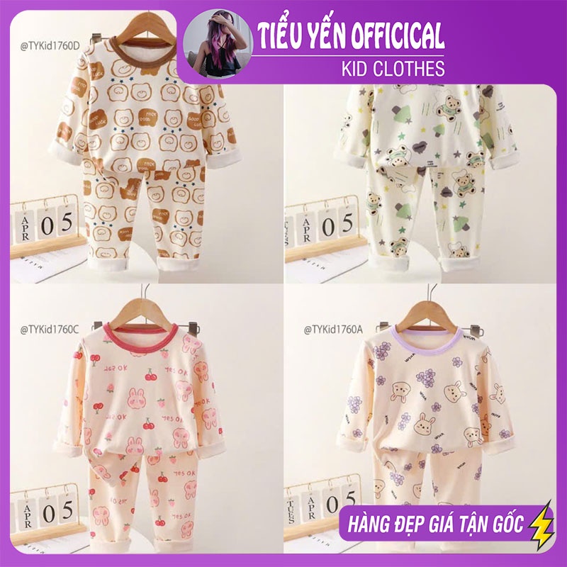 S1760-Bộ nỉ mặc nhà cho bé, chất mềm dày dặn co giãn Tiểu Yến KID-()