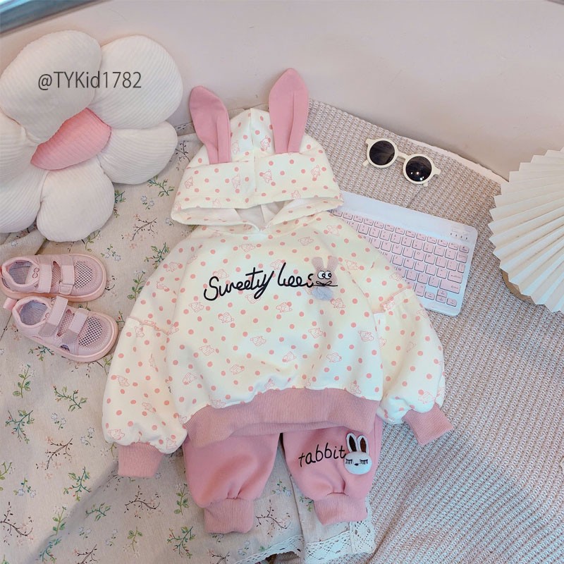 S1782-Bộ nỉ thu đông bé gái, áo nỉ hoodie và quần nỉ Tiểu Yến KID-()