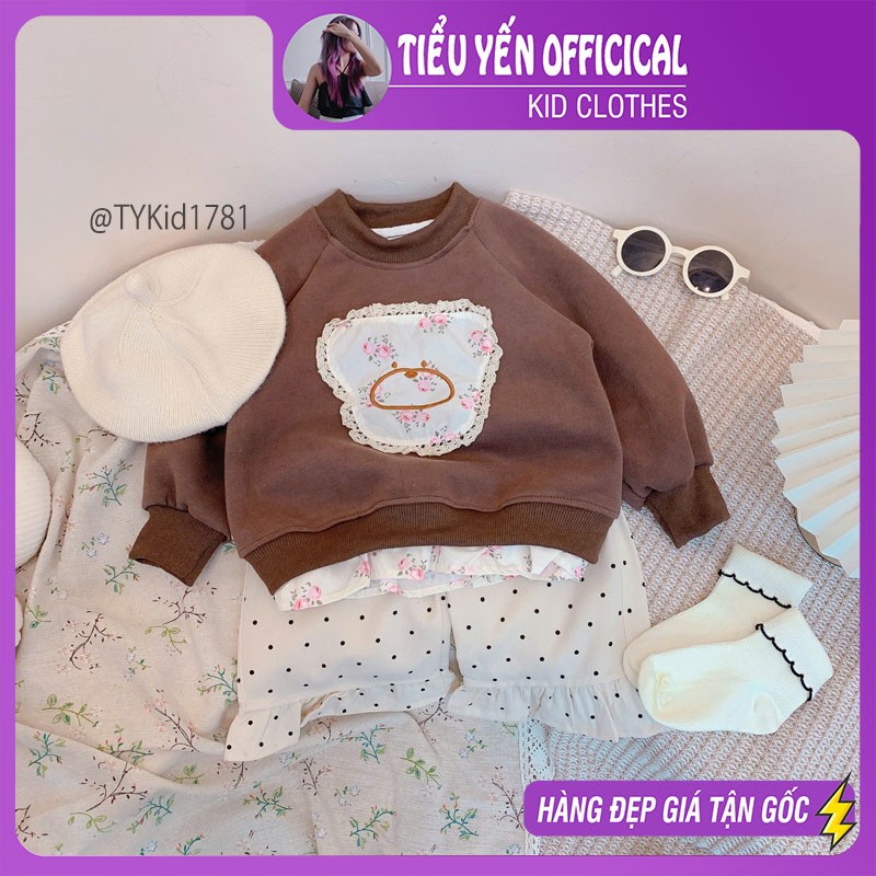 S1781-Bộ nỉ thu đông bé gái, áo nỉ và quần suông Tiểu Yến KID-()