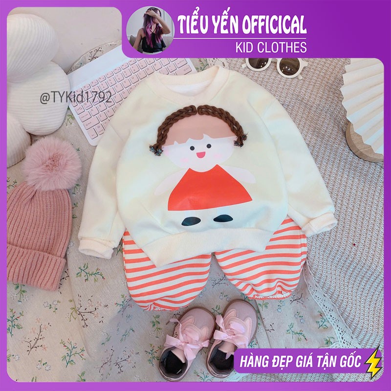 S1792-Bộ nỉ thu đông bé gái họa tiết chibi Tiểu Yến KID-()