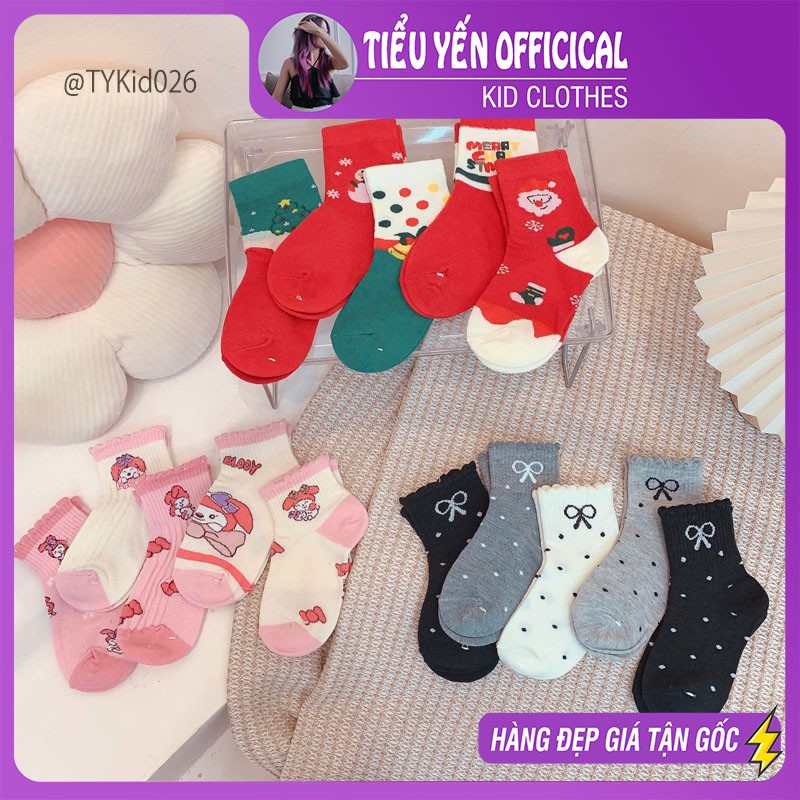 TA026-Set 10 đôi tất cao cổ cho bé nhiều họa tiết size 1-8 tuổi Tiểu Yến KID-()