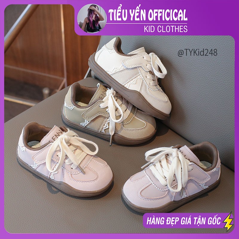 G248-Giày thể thao bé gái quai dán phối ren 2 màu size 22-31 Tiểu Yến KID-()