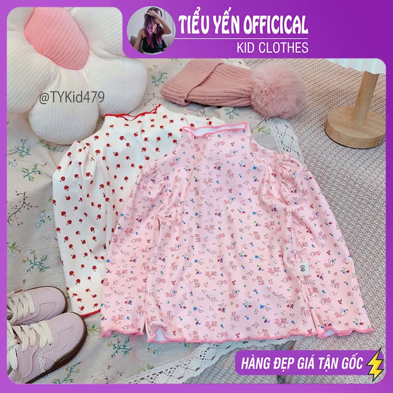 A479-Áo nỉ giữ nhiệt bé gái 2 họa tiết vải mềm co giãn Tiểu Yến KID