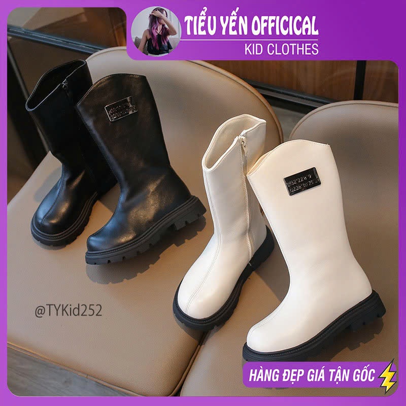 G252-Boot da cao cổ bé gái lót nỉ ấm 2 màu size 26-35 Tiểu Yến KID