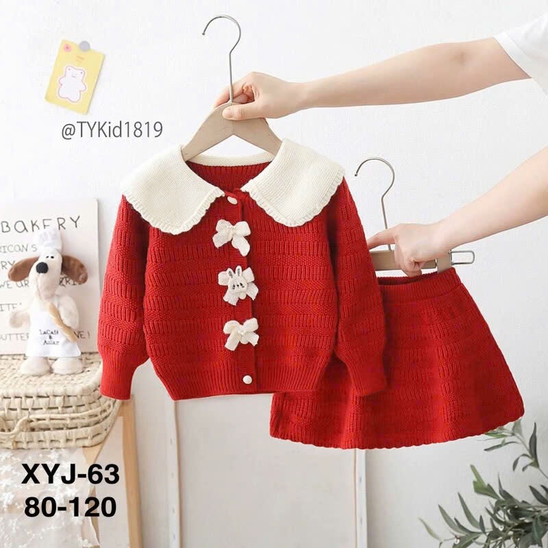 S1819-Set len đỏ cao cấp bé gái mặc Noel - Tết Tiểu Yến KID