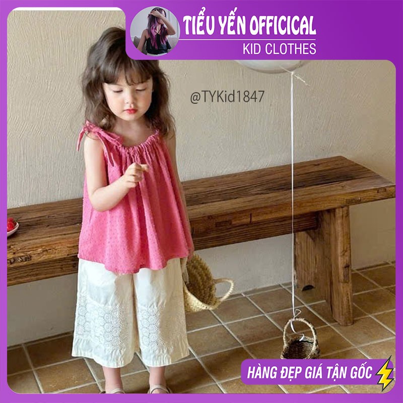 S1847-Quần áo hè bé gái, áo 2 dây và quần thô suông Tiểu Yến KID-()