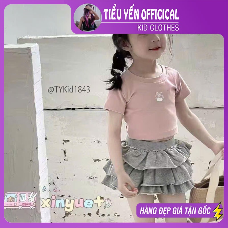 S1843-Quần áo hè bé gái, áo thun croptop và chân váy xòe Tiểu Yến KID-()