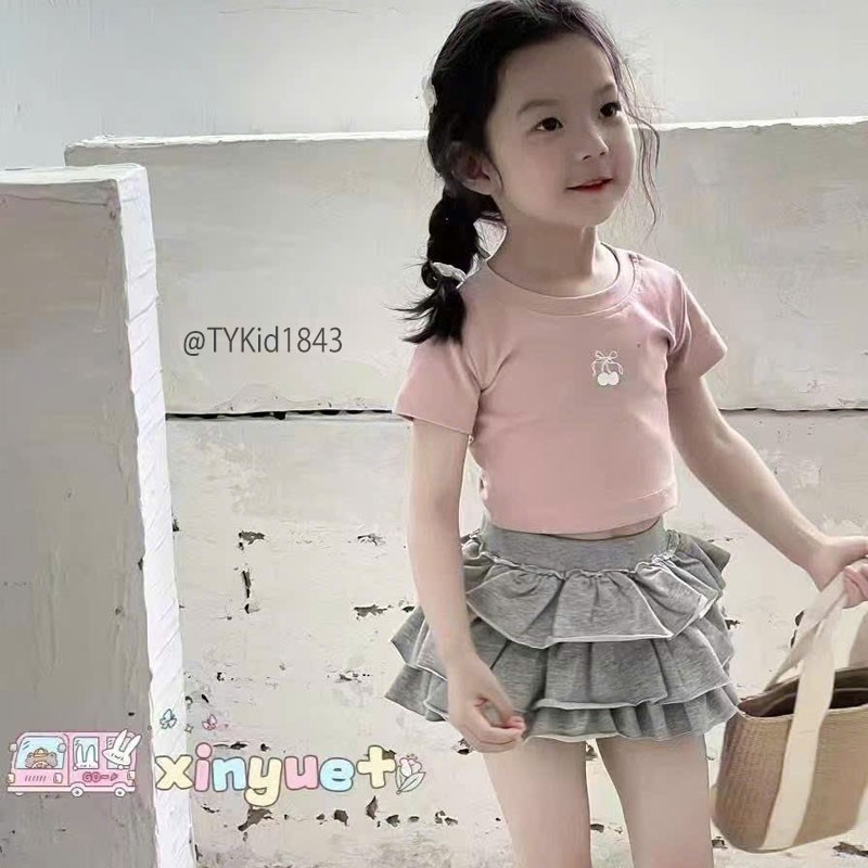 S1843-Quần áo hè bé gái, áo thun croptop và chân váy xòe Tiểu Yến KID-()