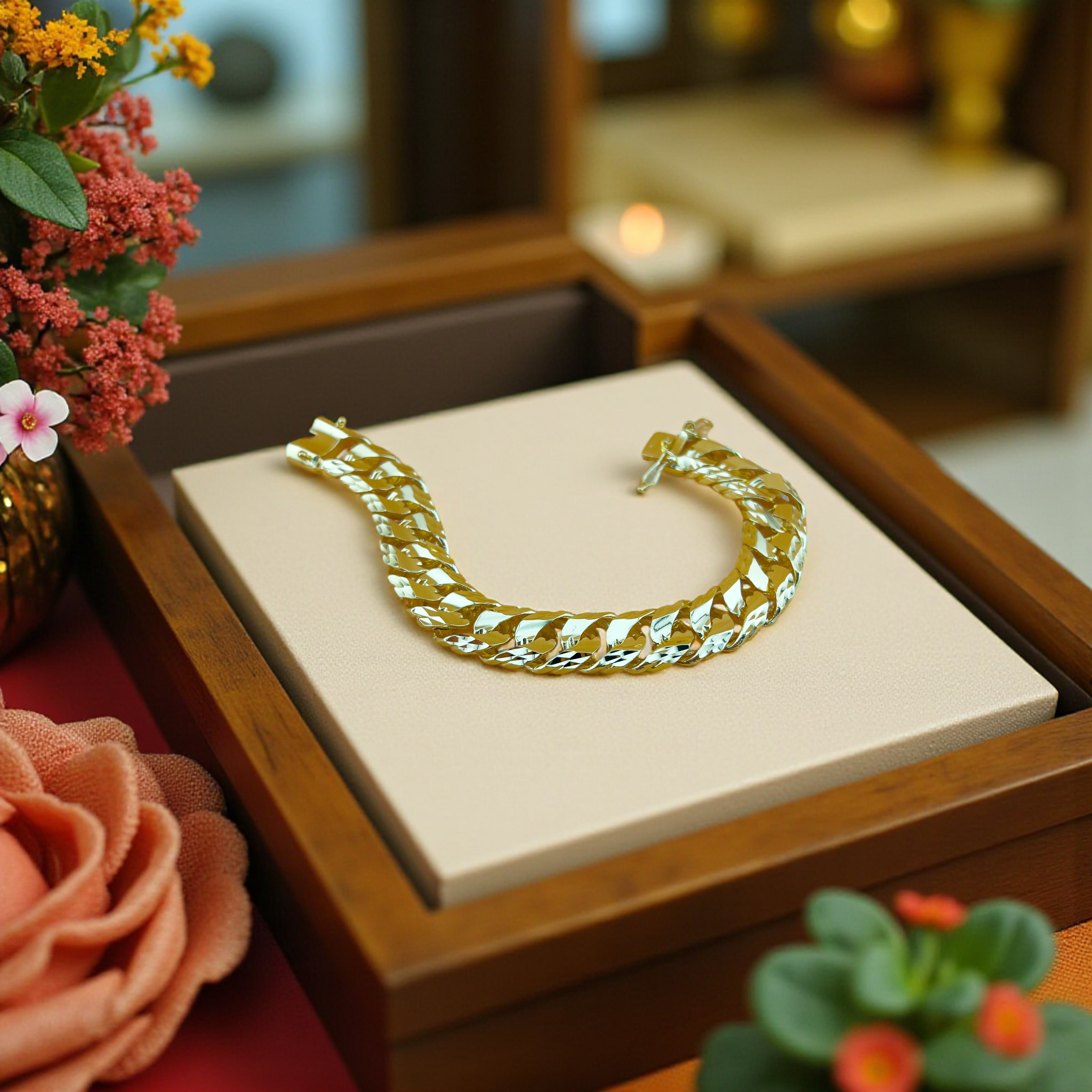 LT16 - Lắc tay hợp kim, mạ vàng 18k, họa tiết cách điệu sang trọng